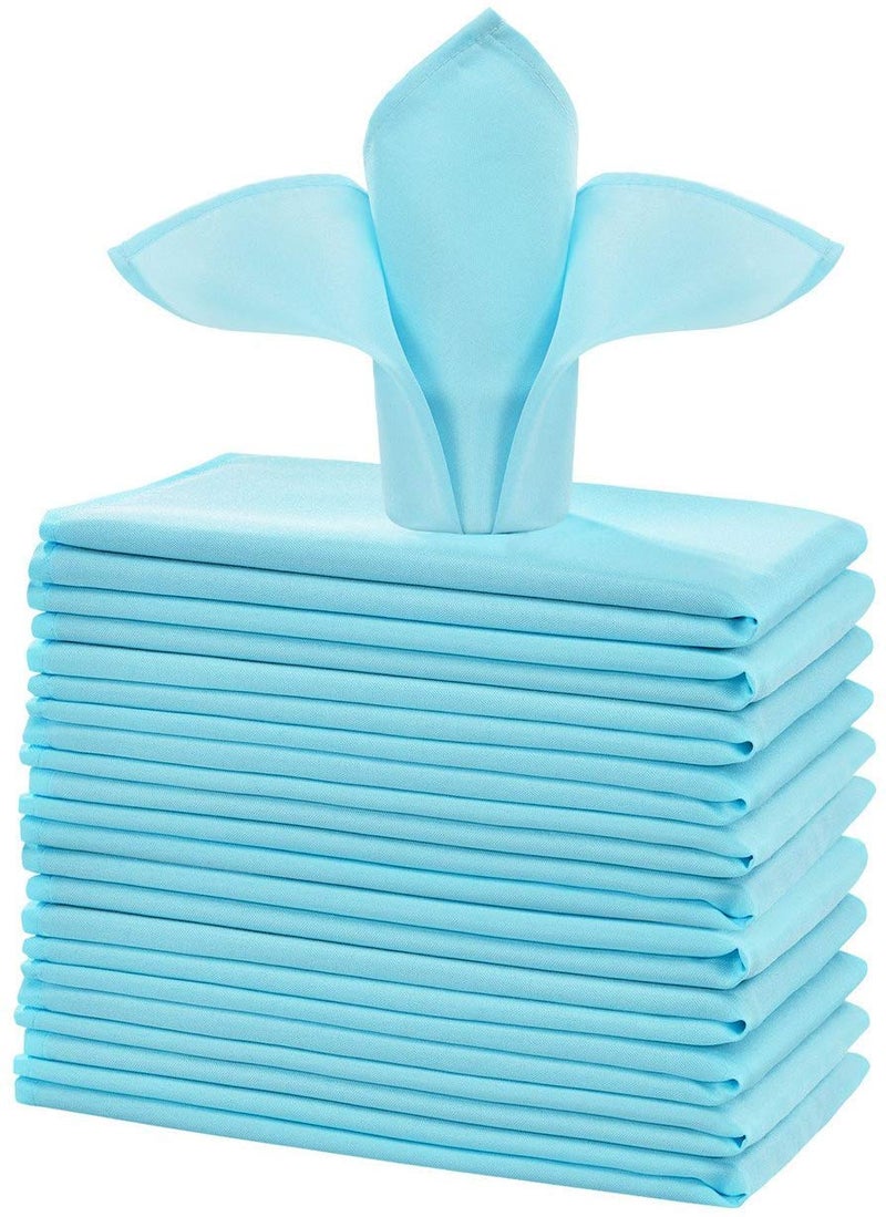 Cieltown Light Blue Cloth Napkins 1-Dozen, Solid Washable Fabric Napkins Set of 12, Perfect for Weddings, Parties, Holiday Dinner (17 x 17-Inch, Baby Blue) - Image 1